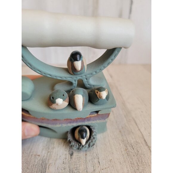 Rustic ceramic bird nest iron spring unique decor - Picture 3 of 10